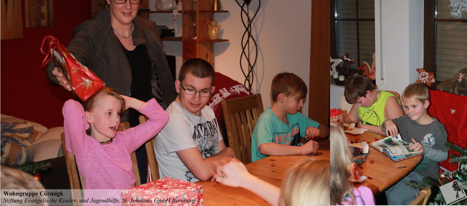 Zufriedene Kinder beim Auspacken der Geschenke