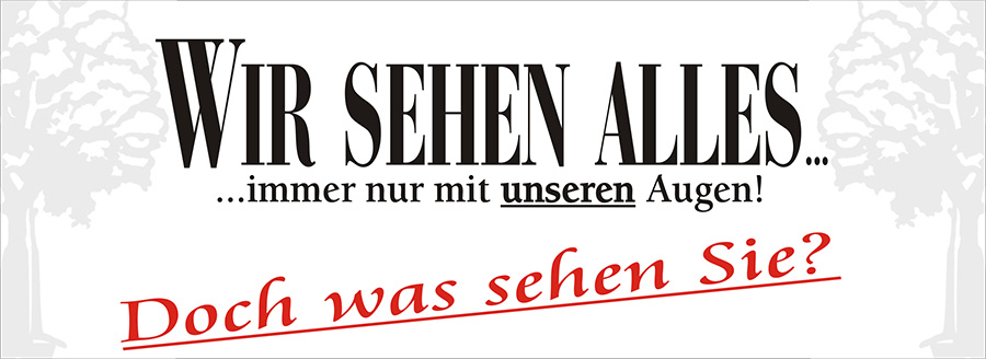 Wir sehen alles... Wir sehen alles immer nur mit unseren Augen